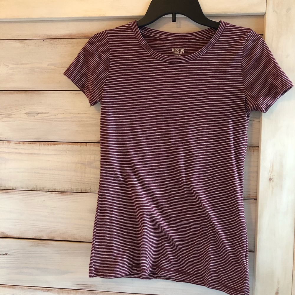 Striped Burgundy Fitted Tshirt